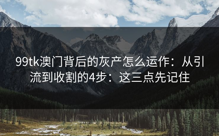 99tk澳门背后的灰产怎么运作：从引流到收割的4步：这三点先记住