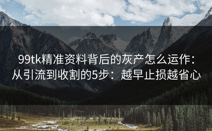 99tk精准资料背后的灰产怎么运作：从引流到收割的5步：越早止损越省心