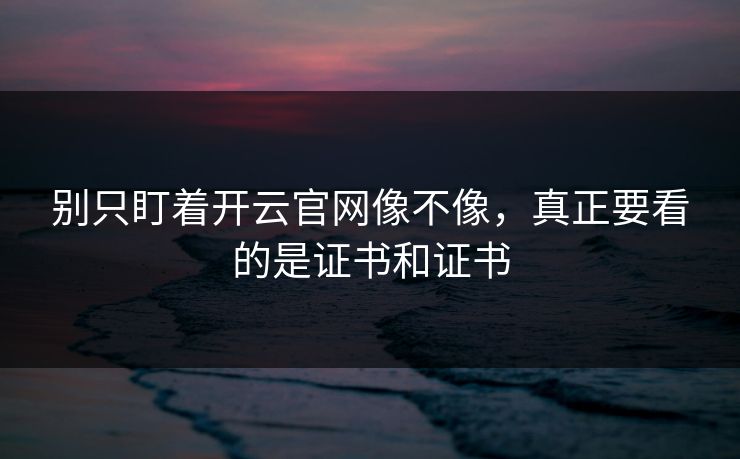 别只盯着开云官网像不像,真正要看的是证书和证书