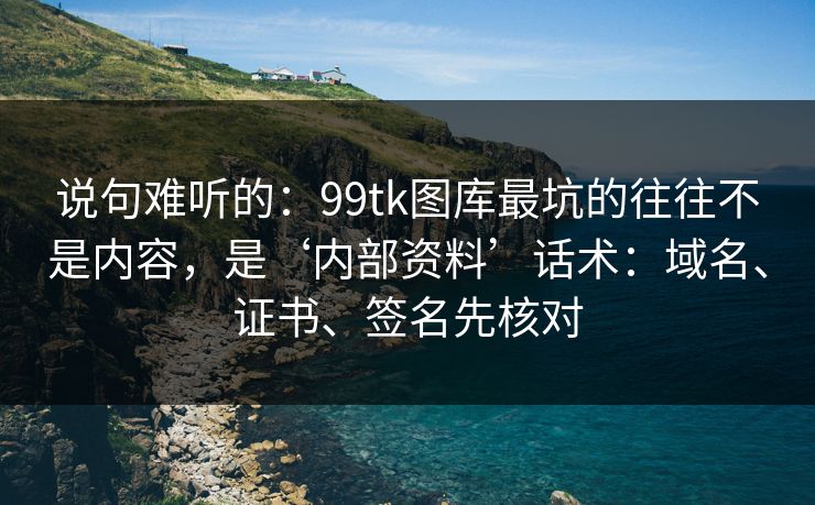 说句难听的:99tk图库最坑的往往不是内容,是‘内部资料’话术:域名、证书、签名先核对