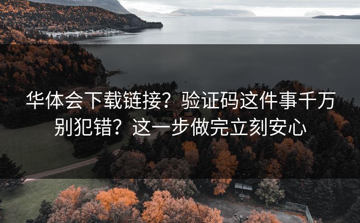 华体会下载链接?验证码这件事千万别犯错?这一步做完立刻安心