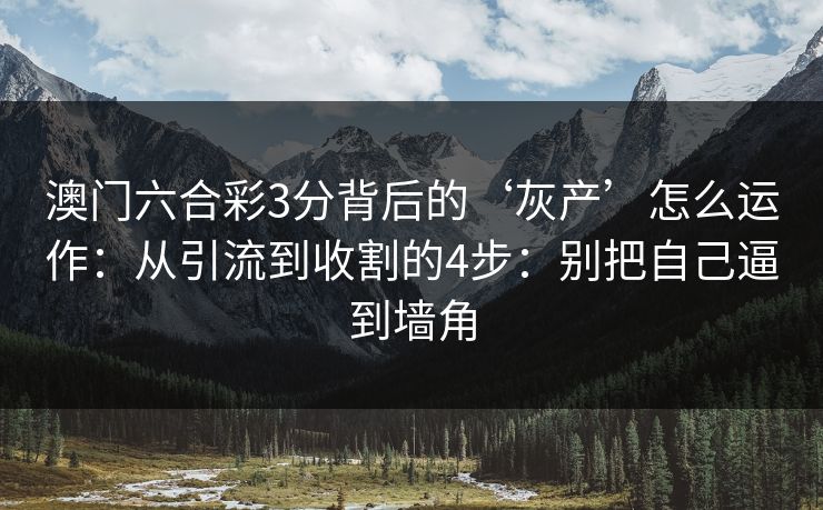 澳门六合彩3分背后的‘灰产’怎么运作：从引流到收割的4步：别把自己逼到墙角