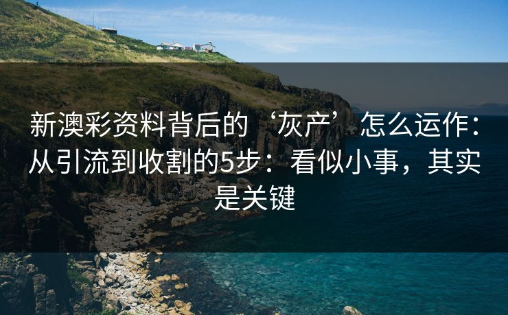 新澳彩资料背后的‘灰产’怎么运作：从引流到收割的5步：看似小事，其实是关键