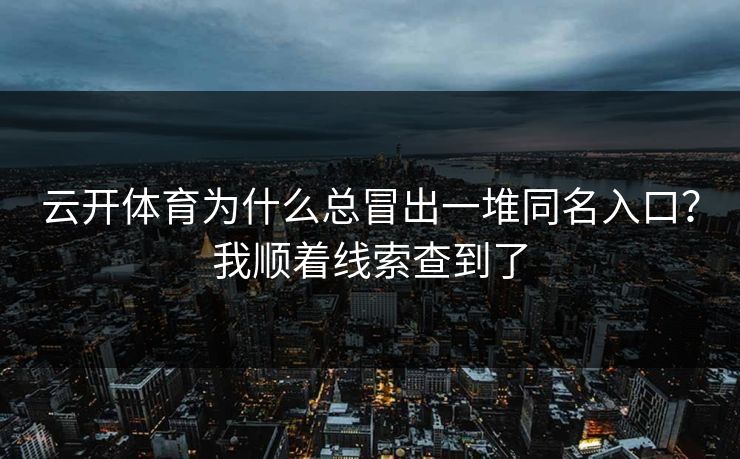 云开体育为什么总冒出一堆同名入口？我顺着线索查到了